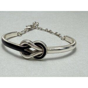 Brighton Black Enamel Knot Bracelet Silver Plated Elegant Classic Adjustable